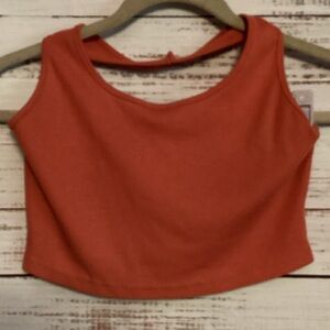 SHEIN Ribbed Coral Crop Top